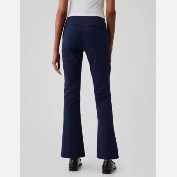 GAP High Rise Flare Stretch Pants Pintuck Pleat Navy Blue Size 6 RT$80 NWT - Picture 2 of 16